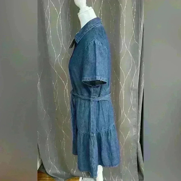 NWT Joie Denim Button Up Collared Short Sleeve Dress Size M - Picture 2 of 6